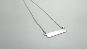 14K White Gold Short Horizontal Bar Pendant 16&quot; 3.1 Grams