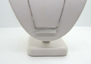 14K White Gold Short Horizontal Bar Pendant 16&quot; 3.1 Grams