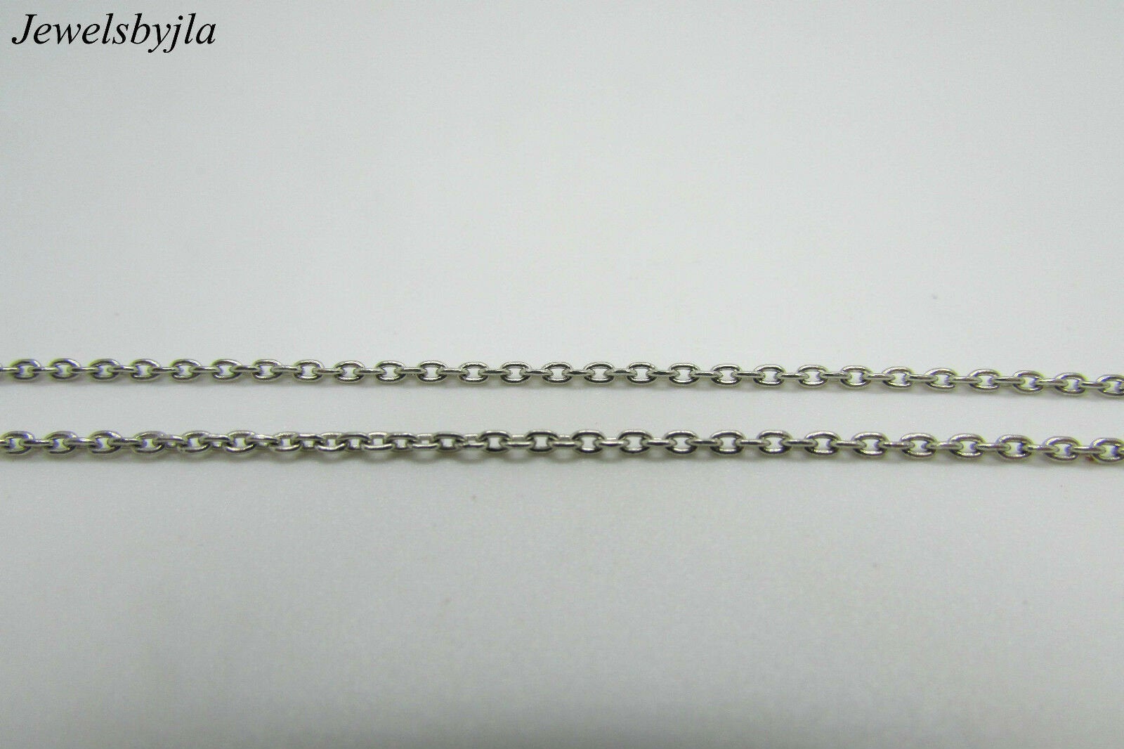 14K White Gold Pretty Handmade Link Chain 16 Inches 2.6 Grams 1Mm