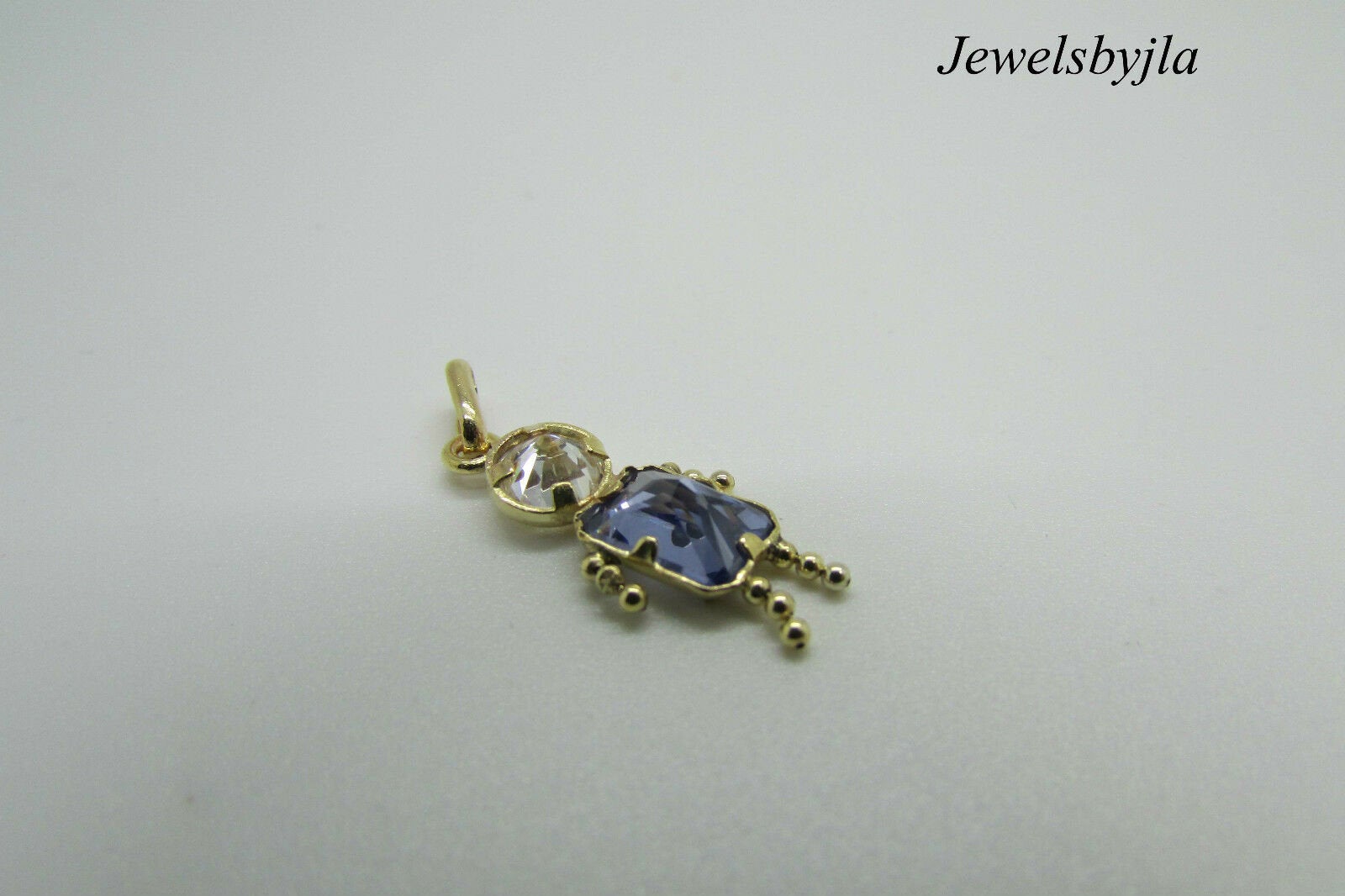 14K Yellow Gold Little Boy Charm Pendant With Synthetic Sapphire And Zirconium