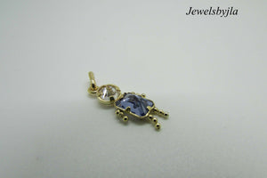 14K Yellow Gold Little Boy Charm Pendant With Synthetic Sapphire And Zirconium