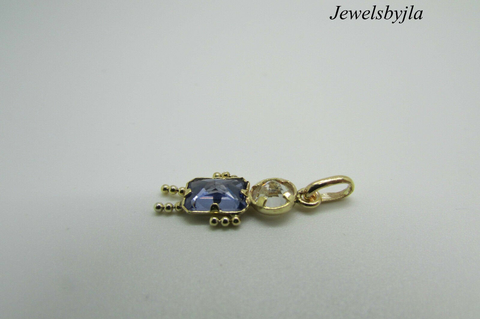 14K Yellow Gold Little Boy Charm Pendant With Synthetic Sapphire And Zirconium