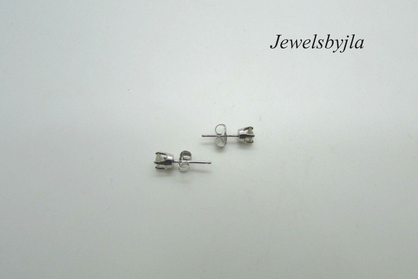 14K Pretty White Gold Round Diamond Stud Earrings .36 Cts H Color Vs Clarity