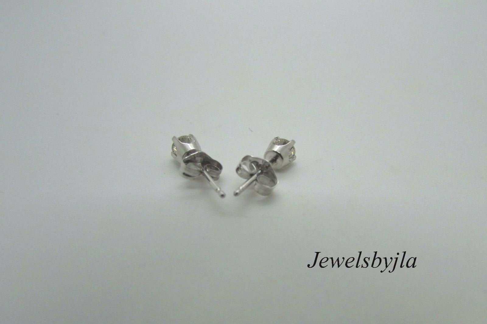 14K Pretty White Gold Round Diamond Stud Earrings .36 Cts H Color Vs Clarity