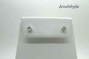14K Pretty White Gold Round Diamond Stud Earrings .36 Cts H Color Vs Clarity