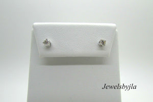 14K Pretty White Gold Round Diamond Stud Earrings .36 Cts H Color Vs Clarity