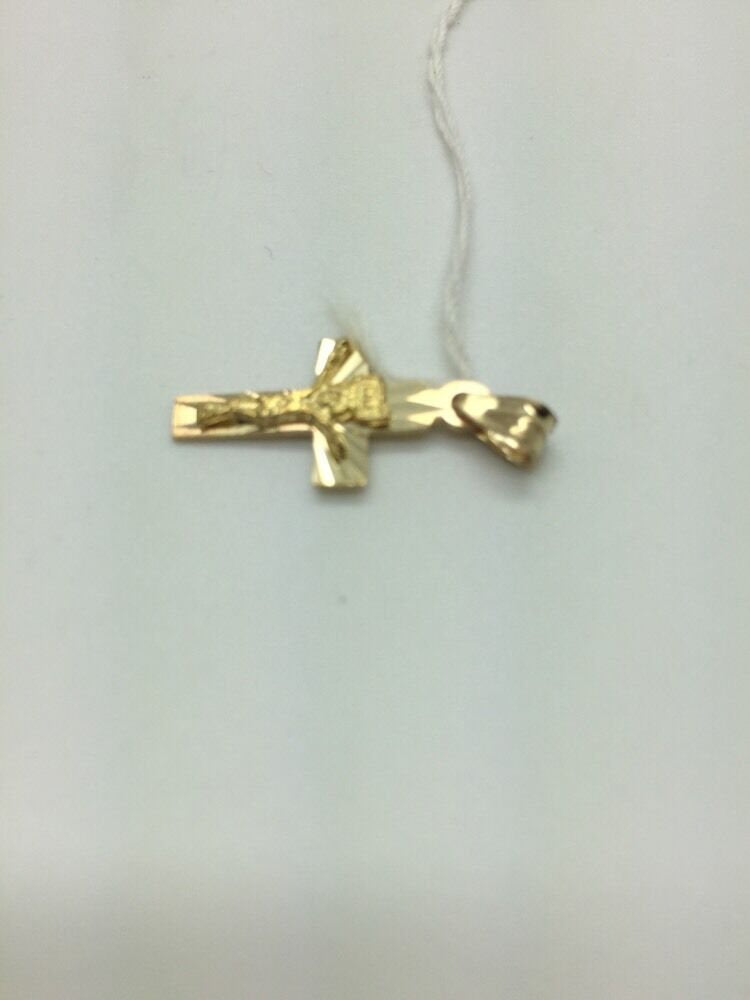 14K Yellow Gold Pretty Inri Crucifix Pendant 1.1 Grams