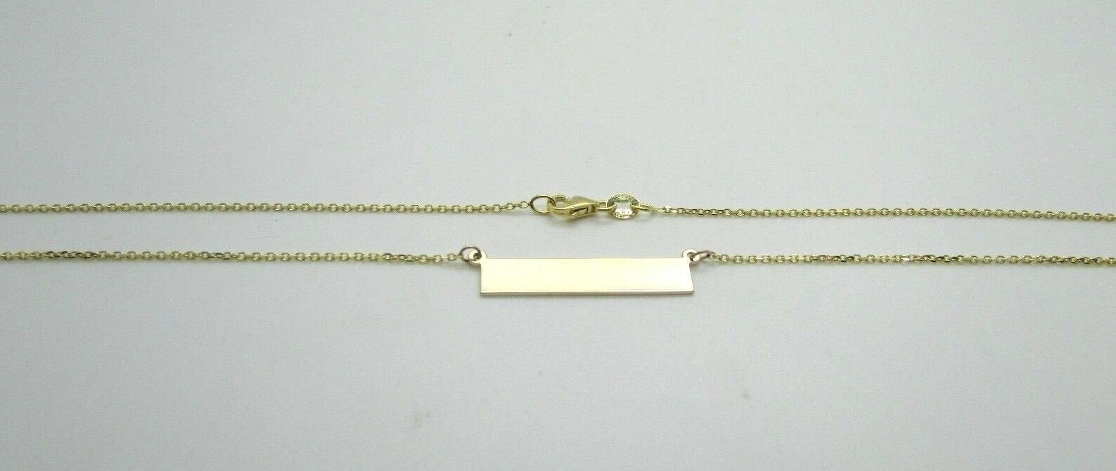 14K Yellow Gold Short Horizontal Bar Pendant 18&quot; 2.8 Grams