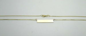 14K Yellow Gold Short Horizontal Bar Pendant 18&quot; 2.8 Grams