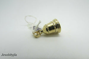 14K Yellow Gold Cute Bell Pendant/Charm With Design 3.7 Grams