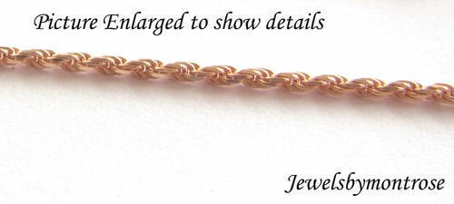 14K Pretty Rose Gold Diamond Cut 16 Inches Rope Chain 3.6 Grams