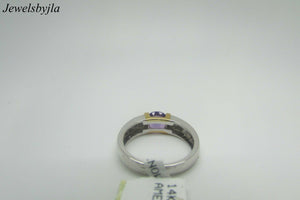 14K Two Tone Gold Pretty Round Shape Amethyst Ladies Ring 3.9 Grams
