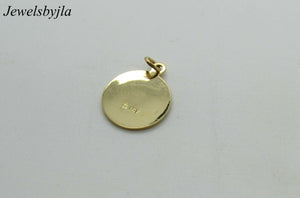 14K Pretty Yellow Gold First Holy Communion Pendant With Picture Engraved