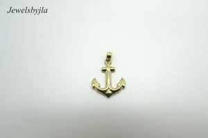 14K Pretty Yellow Gold Anchor Sailor Nautical Pendant 0.9 Grams