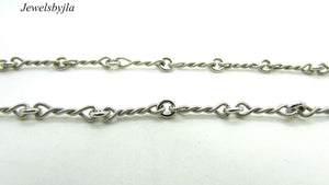 14K Pretty White Gold Twisted Link Chain With Circle Knots 9 Grams 18&quot; Italy