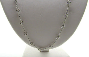 14K Pretty White Gold Twisted Link Chain With Circle Knots 9 Grams 18&quot; Italy