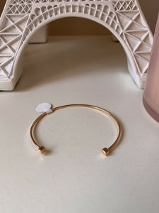 14K Pretty Rose Gold Thin Cuff Bracelet With Square Ends 3.4 Grams