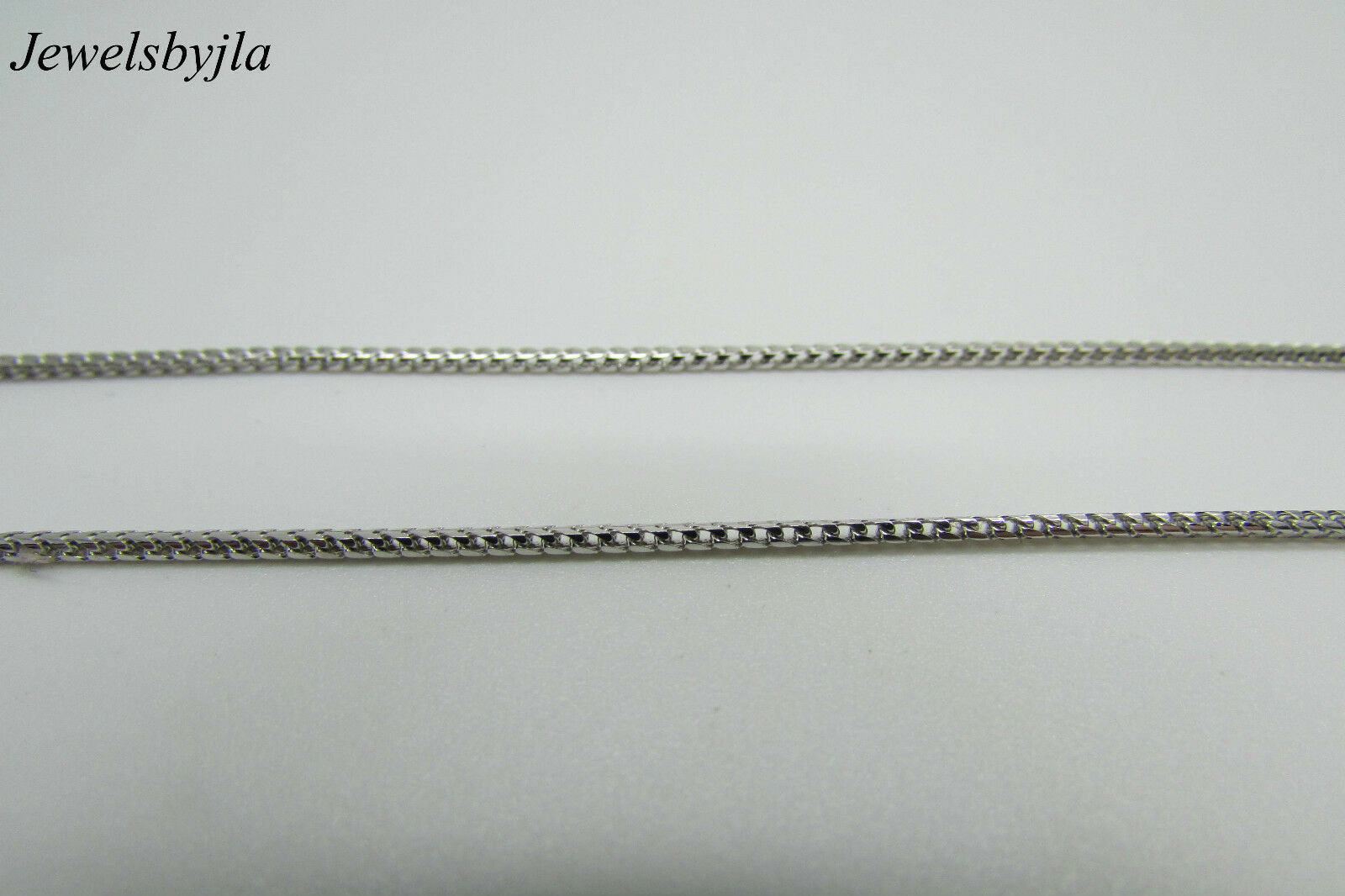 14K White Gold Square Wheat Chain 18 Inches 1.3 Mm 4.4 Grams Wide Made In Italy