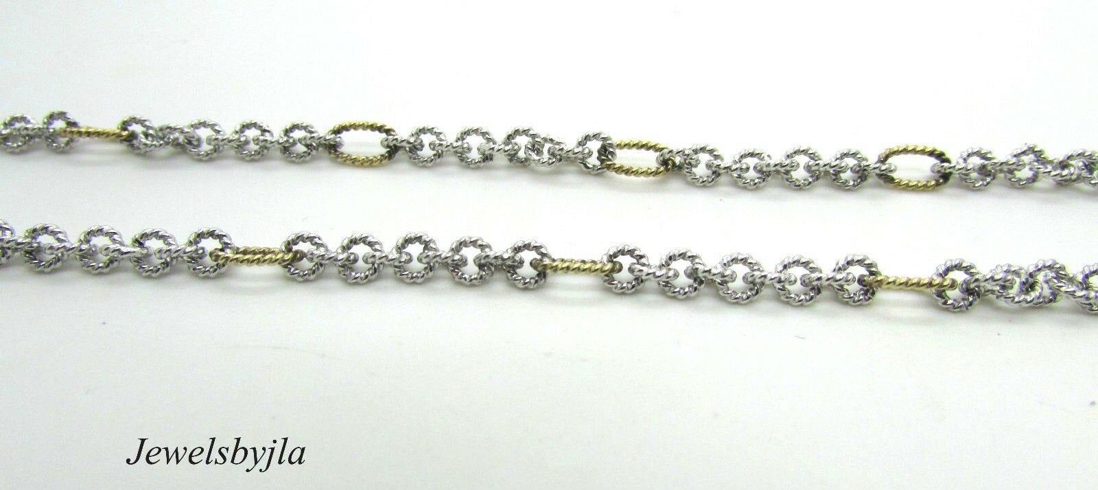 14K Pretty Multi-Tone Gold Link Chain Cicular and Oval 12.9 Grams 18&quot; Italy