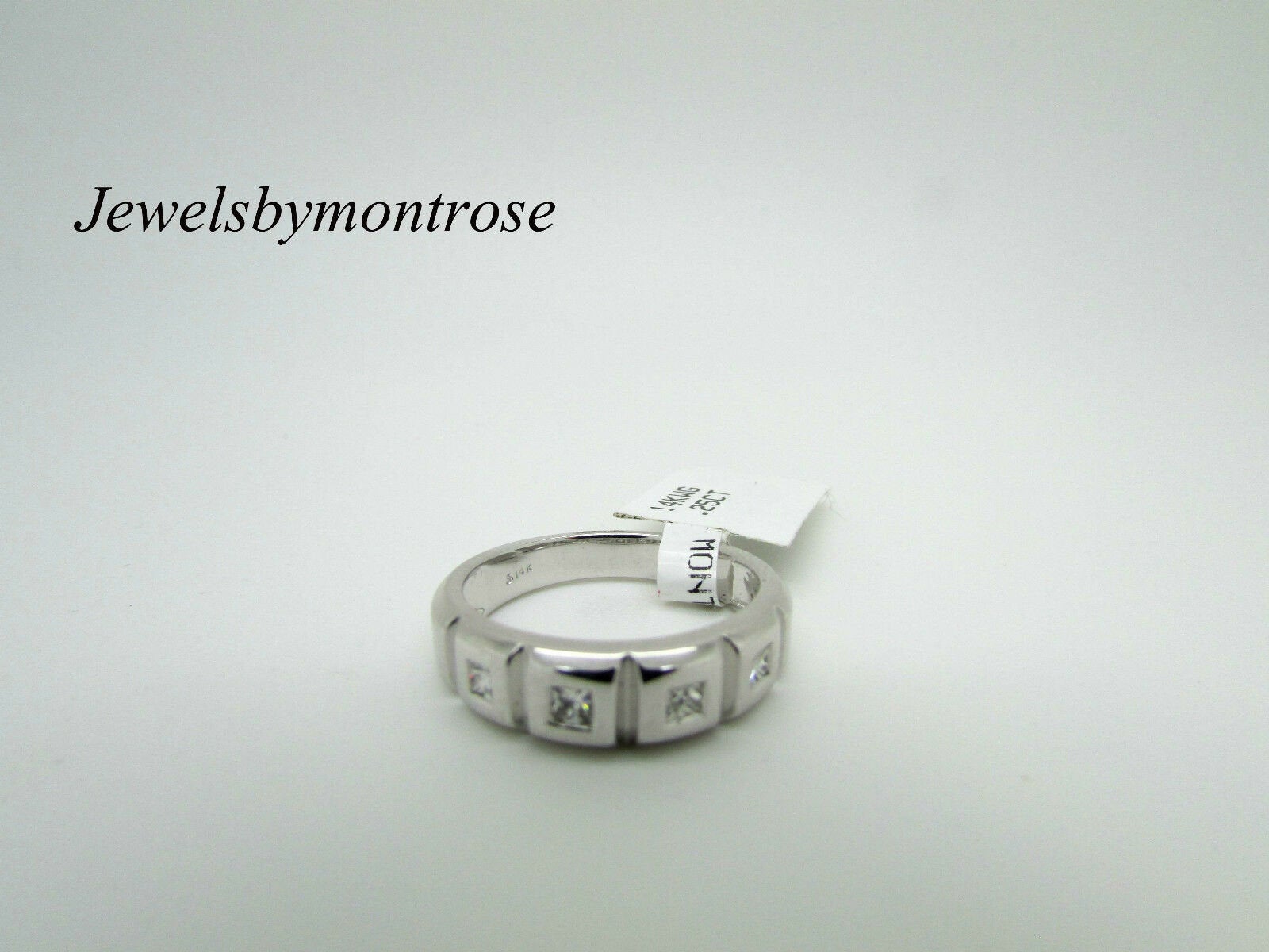 14K White Gold Ladies Ring Band With Princess Cut Diamonds 4.6 Grams On Sale!