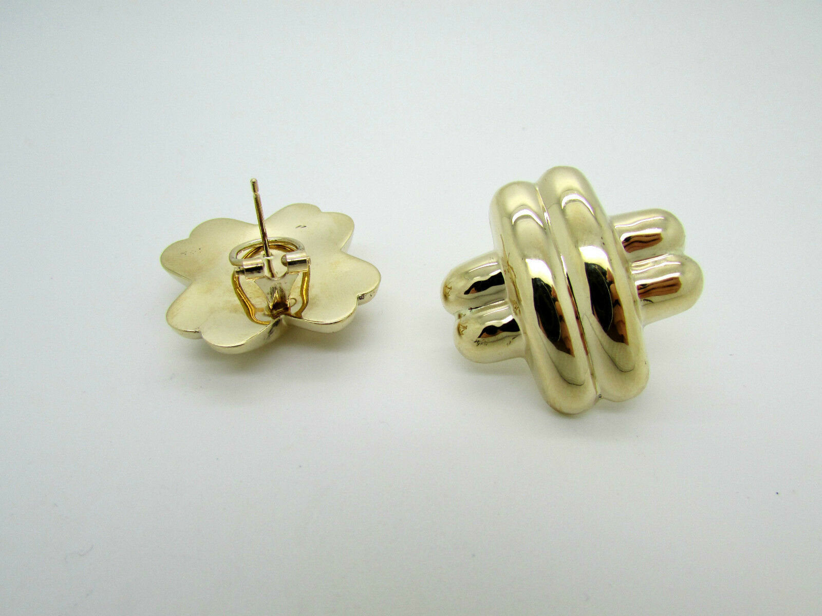 14K Pretty Yellow Gold Puffed 3-D Thick Cross Style Earrings 9 Grams