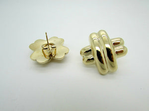 14K Pretty Yellow Gold Puffed 3-D Thick Cross Style Earrings 9 Grams