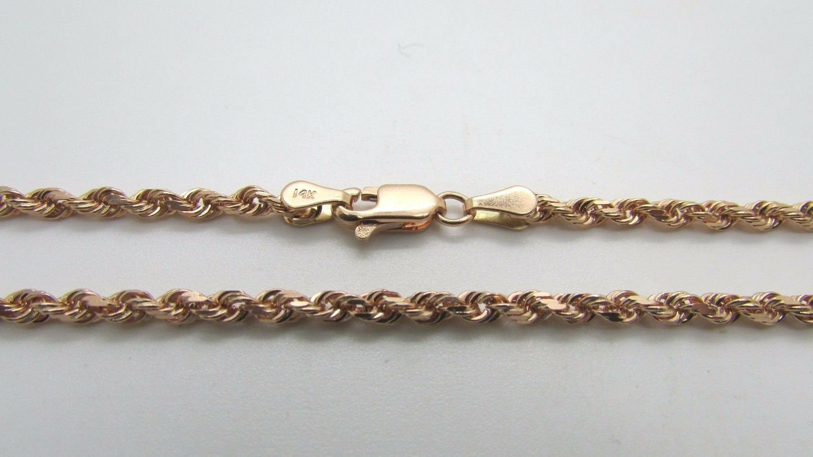 14K Rose Gold Diamond Cut 22 Inches Rope Chain 12 Grams 2.5 Mm