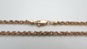 14K Rose Gold Diamond Cut 22 Inches Rope Chain 12 Grams 2.5 Mm
