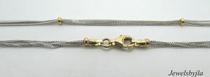 14K Pretty Two Tone Gold 5 Layers Small Links Chain With Beads 7 Grams 20&quot; Italy