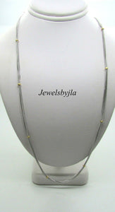 14K Pretty Two Tone Gold 5 Layers Small Links Chain With Beads 7 Grams 20&quot; Italy