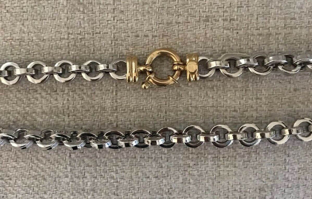 14K White Gold Pretty Circular Link Chain 18 Inches 31 Grams