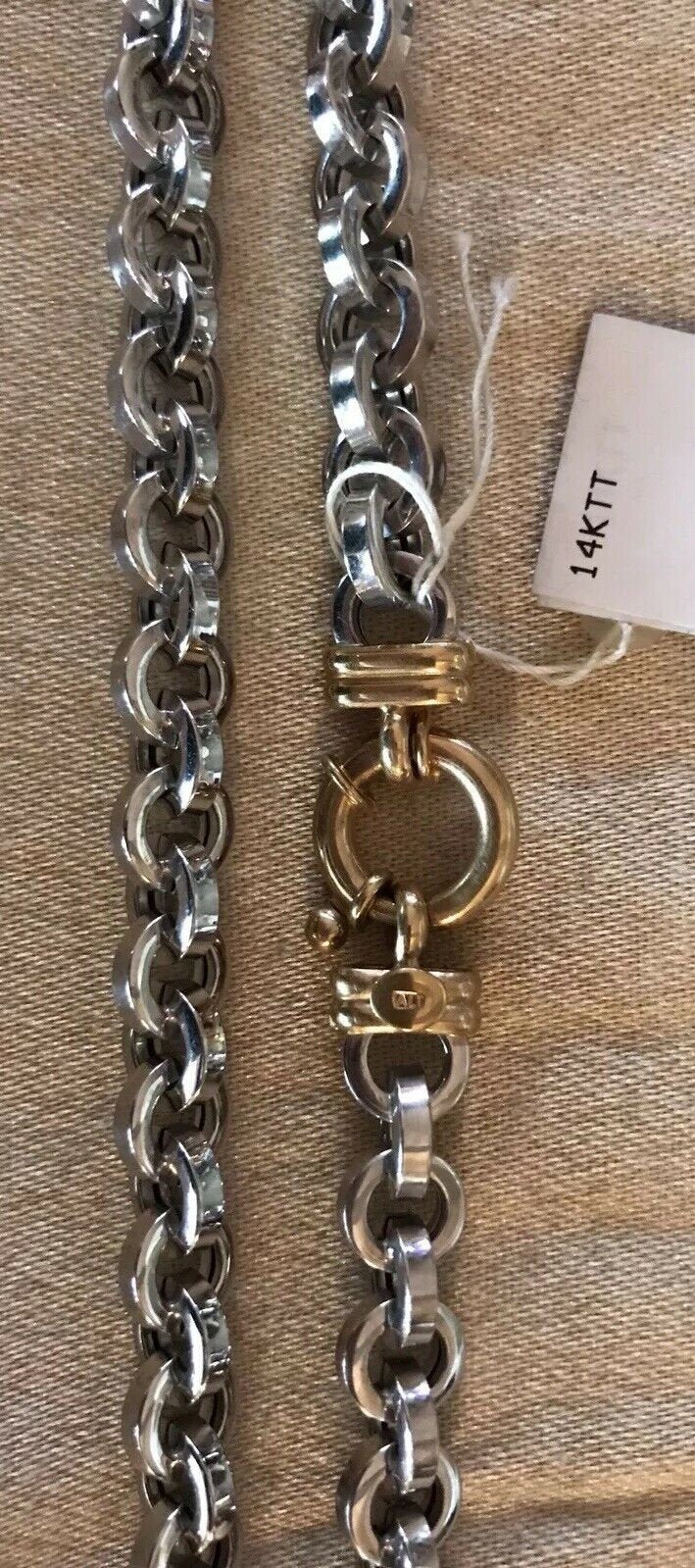 14K White Gold Pretty Circular Link Chain 18 Inches 31 Grams