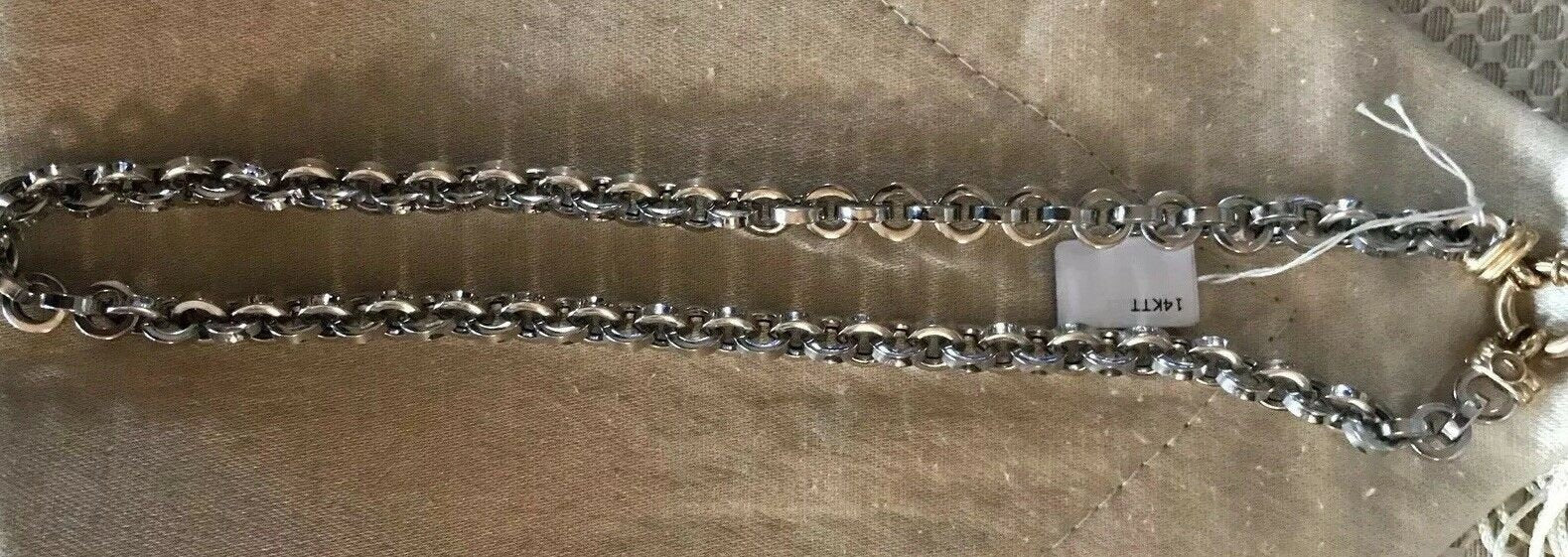14K White Gold Pretty Circular Link Chain 18 Inches 31 Grams