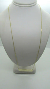 14K Yellow Gold Long Horizontal Bar Pendant 18&quot; 3.5 Grams
