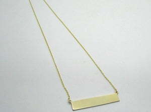 14K Yellow Gold Long Horizontal Bar Pendant 18&quot; 3.5 Grams
