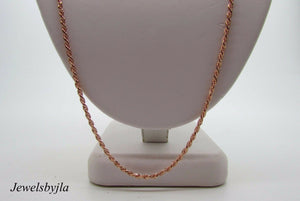 14K Rose Gold Diamond Cut 20 Inches Rope Chain 4.3 Grams 1.5 Mm Made In Italy.