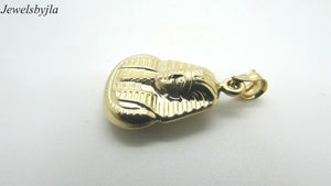 14K Pretty Yellow Gold 3-D Detailed Egyptian Pharaoh Pendant 2 Grams