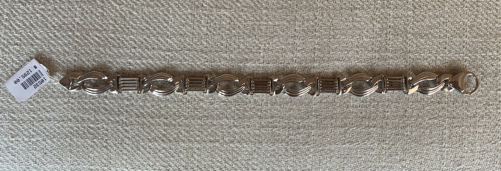 14K White Gold Beautiful Thick White Gold Bar Link Bracelet 21.5 Grams