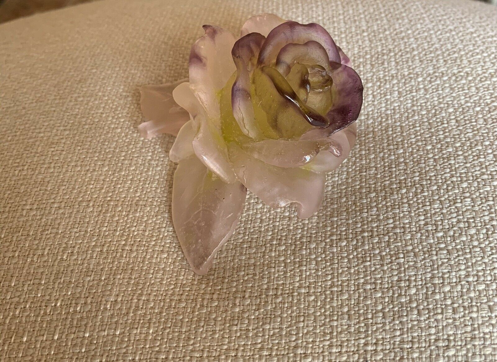 Daum France Crystal Fleur Rose Et Violet Figurine W/ Original Box Brand New