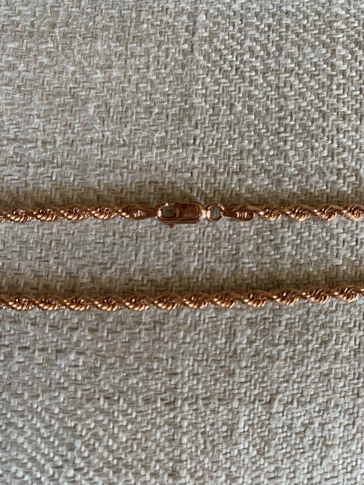 14K Rose Gold Diamond Cut 22 Inches Rope Chain 16.7 Grams 3Mm