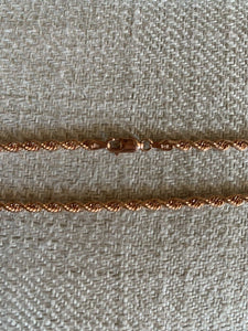 14K Rose Gold Diamond Cut 22 Inches Rope Chain 16.7 Grams 3Mm