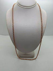14K Rose Gold Diamond Cut 22 Inches Rope Chain 16.7 Grams 3Mm