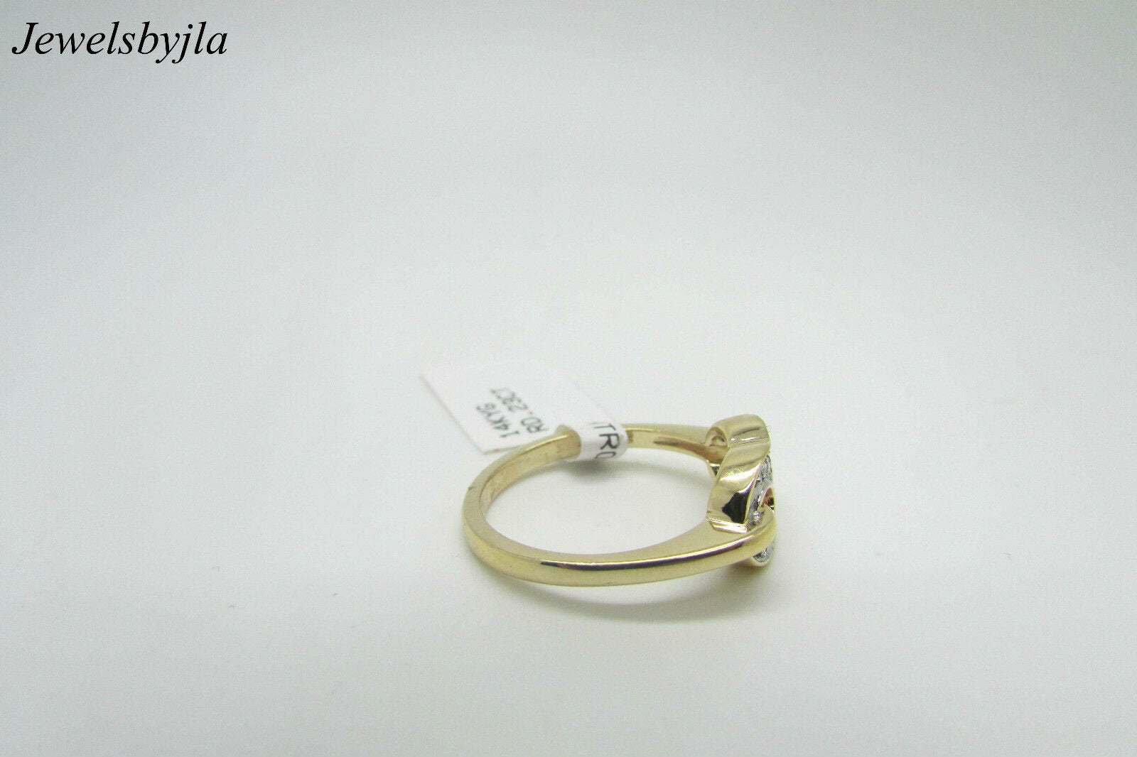 14K Pretty Yellow Gold Thick Infinity Ladies Ring With Round Diamonds .23 Cts