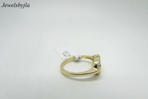 14K Pretty Yellow Gold Thick Infinity Ladies Ring With Round Diamonds .23 Cts