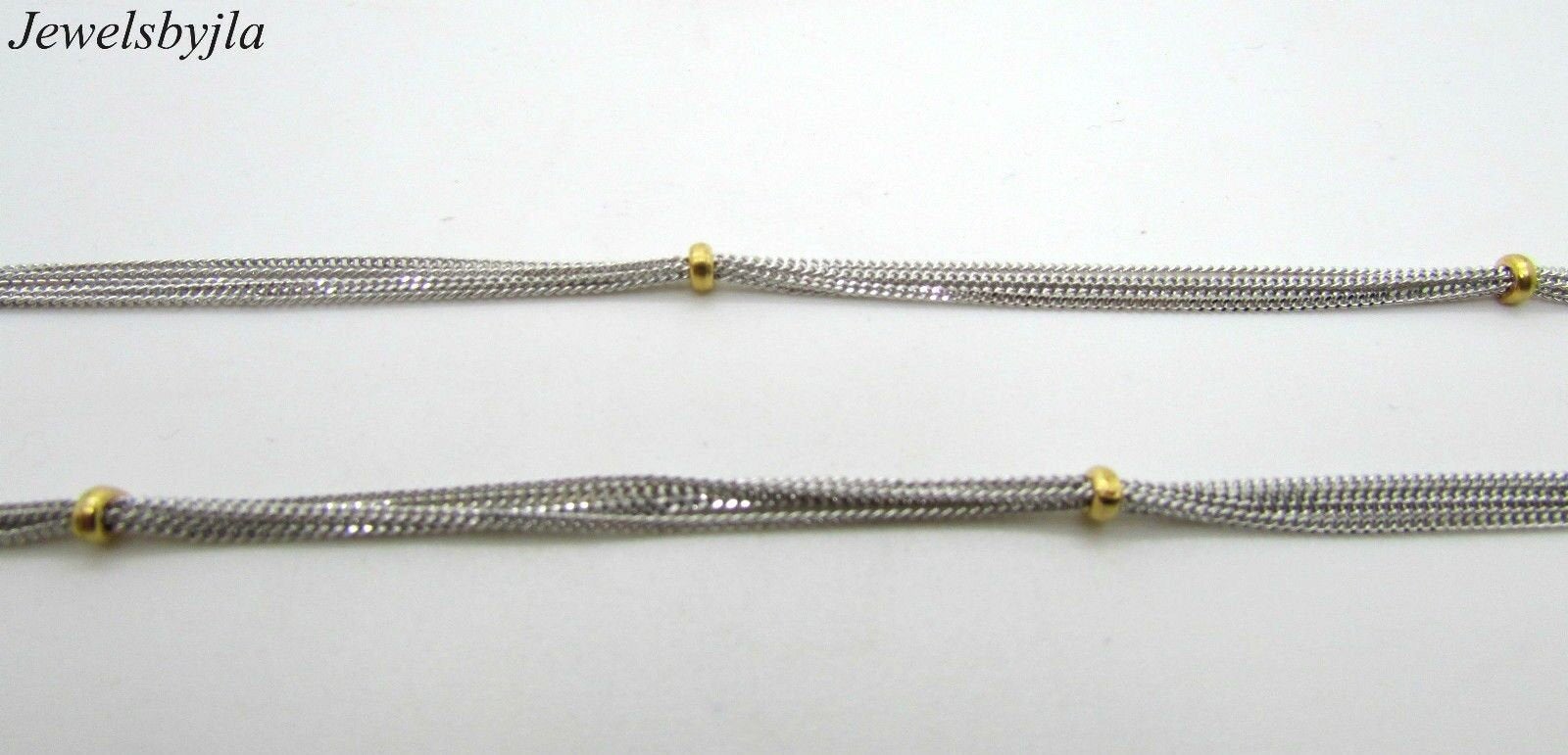 14K Pretty 5 Layered White Gold Small Links Chain With Beads 5.9 Grams 16&quot; Italy