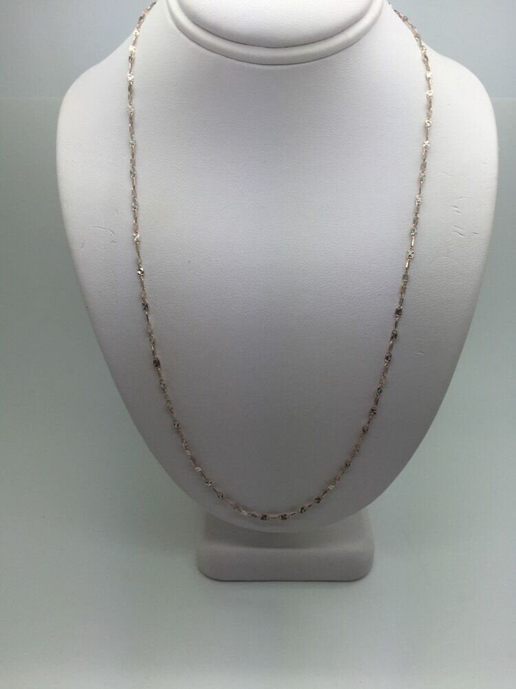 14K Two Tone Diamond Cut 18 Inches Shiny Flat Disc Chain 2.2 Grams