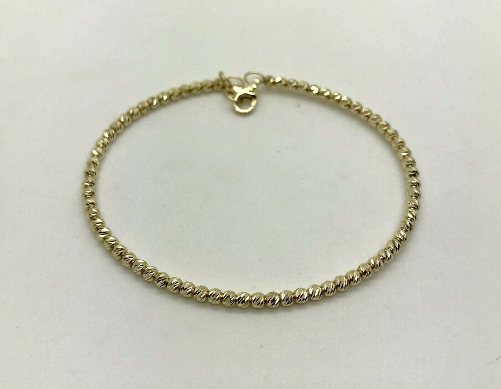 14K Pretty Yellow Gold High Polished Ball Bangle 4.5 Grams