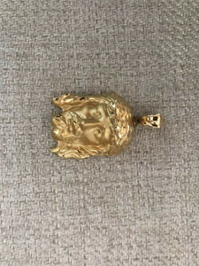 14K Yellow Gold Beautiful Thick Pendant Of Jesus&#39; Face 6.3 Grams