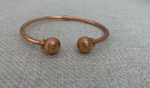 14K Pretty Rose Gold Polished Cuff Bracelet W/ 2 Matte Balls Up 7.6 Grams