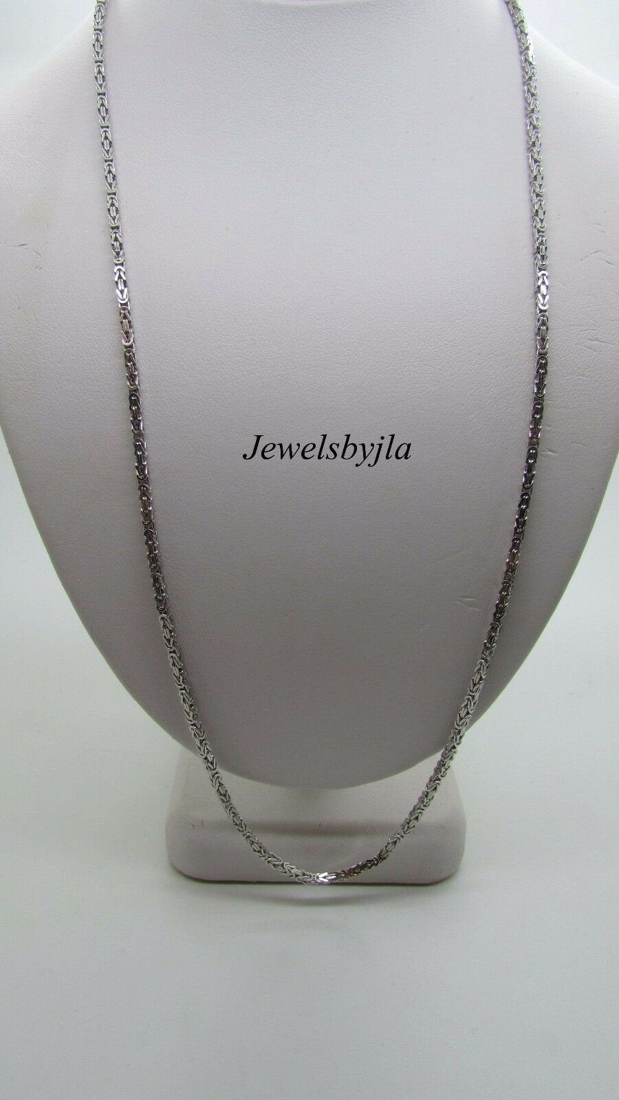 14K Pretty White Gold Diamond Cut 20 Inches Byzantine Chain 11.9 Grams 2 Mm